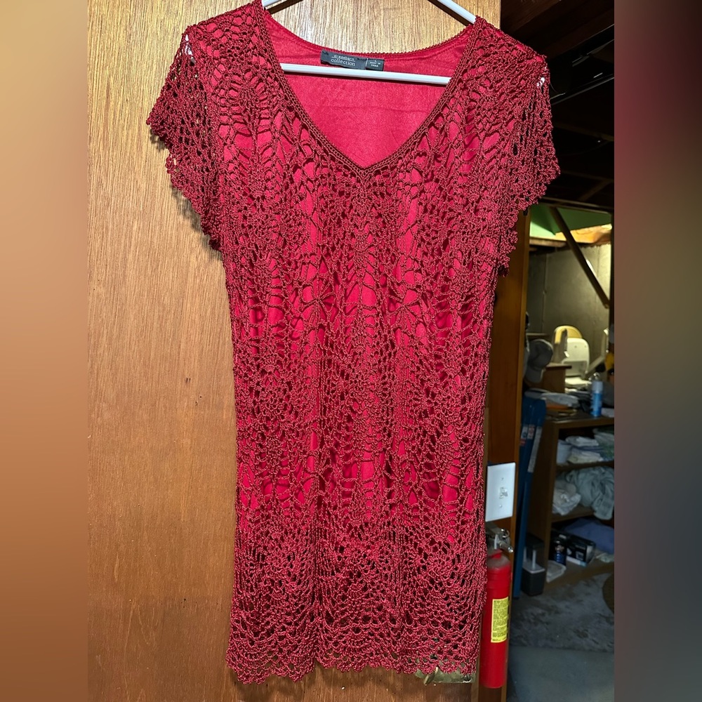 Rich red lace top size L